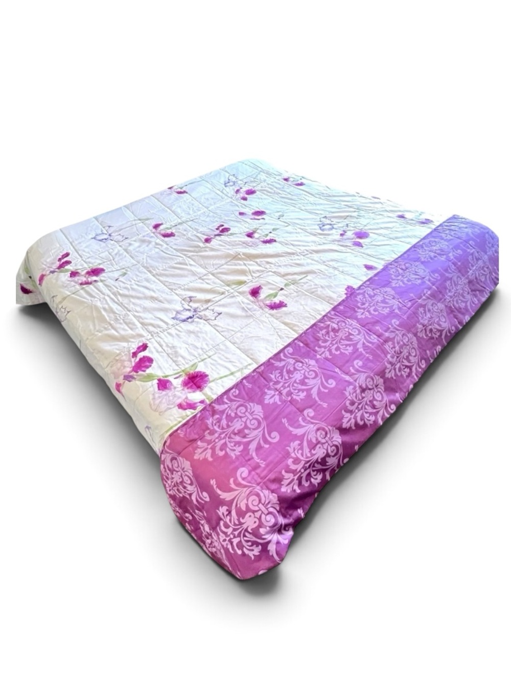 Yves Delorme Paris IRIS Collection King Quilted Reversible Coverlet Bedcover